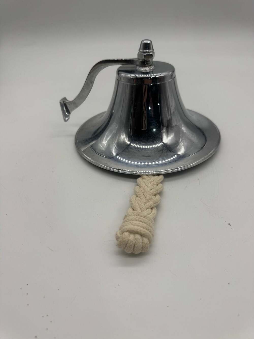 Nautical Home Decor Chrome Ship Bell with Rope